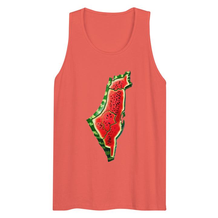 Men’s premium tank top - Palestine Watermelon, Mens Premium Tank Top Coral