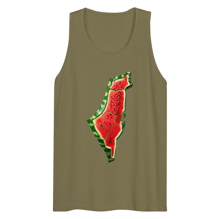 Men’s premium tank top - Palestine Watermelon, Mens Premium Tank Top Military Green