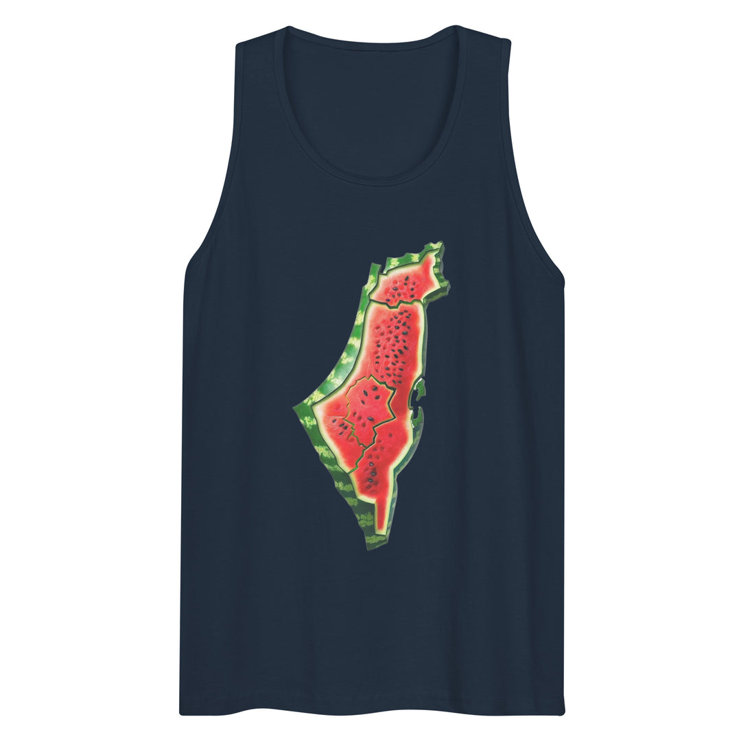 Men’s premium tank top - Palestine Watermelon, Mens Premium Tank Top Navy