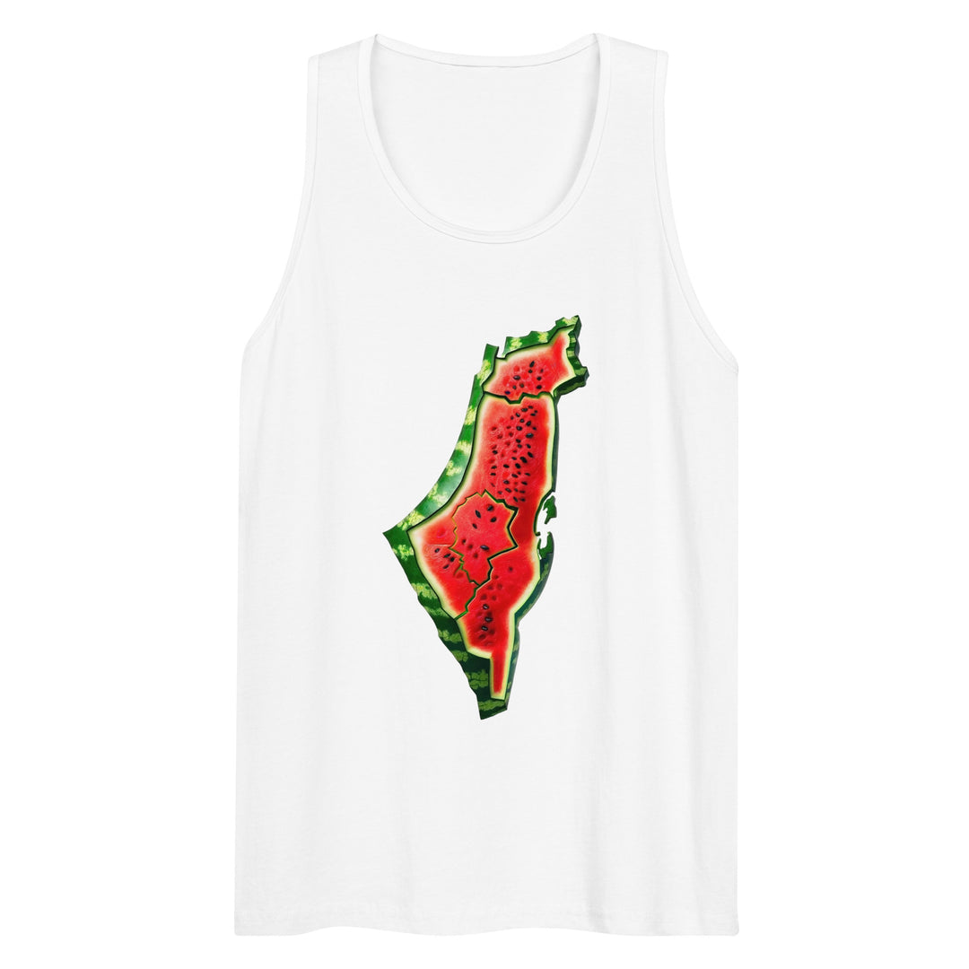 Men’s premium tank top - Palestine Watermelon, Mens Premium Tank Top White