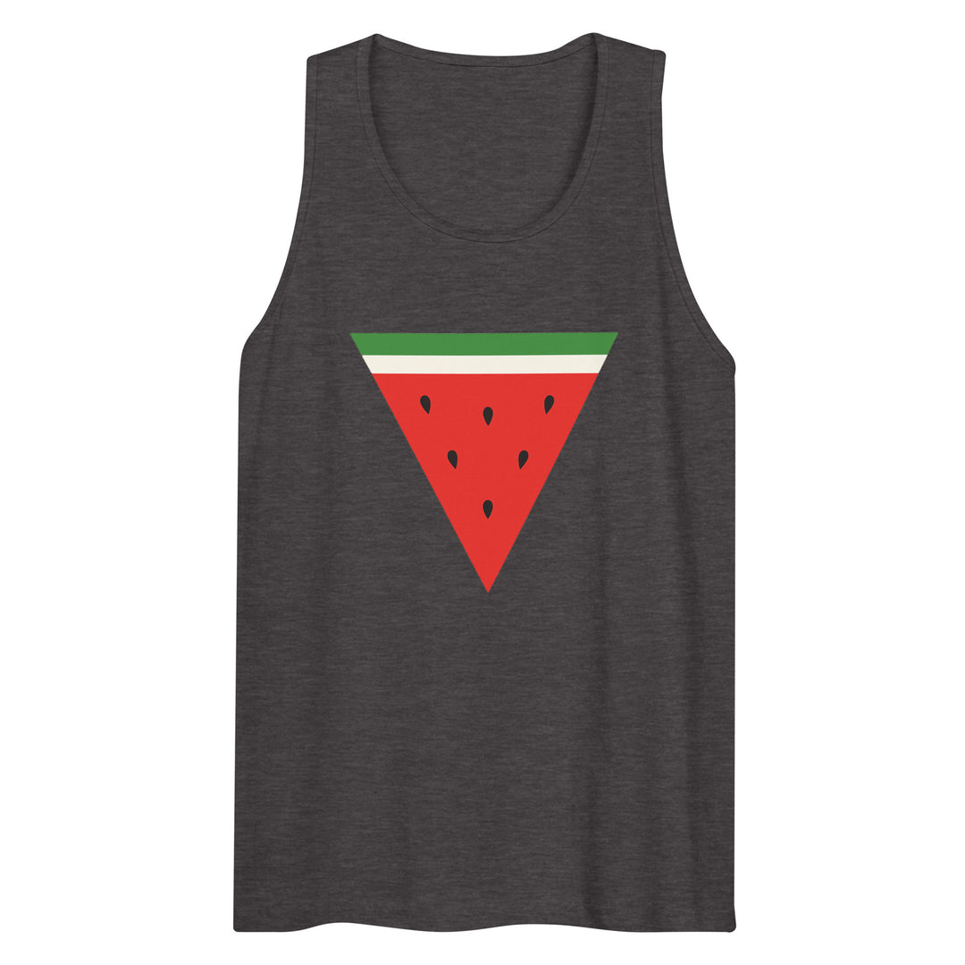 Men’s Premium Tank Top - Triangle Watermelon, Mens Premium Tank Top Charcoal Heather