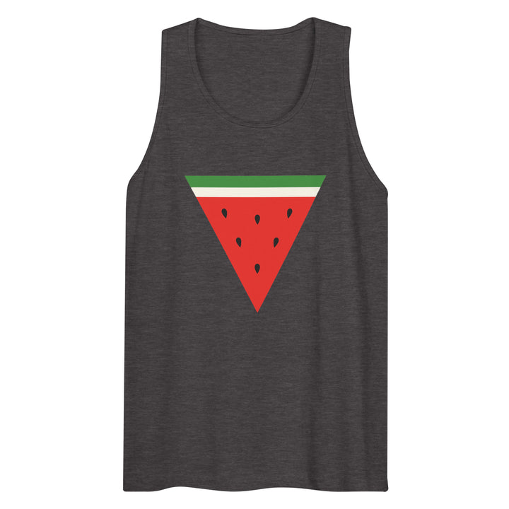Men’s Premium Tank Top - Triangle Watermelon, Mens Premium Tank Top Charcoal Heather