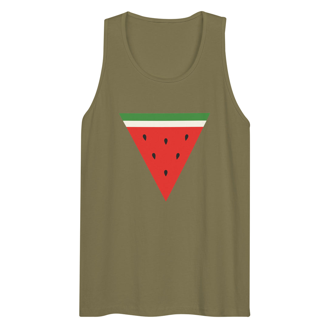 Men’s Premium Tank Top - Triangle Watermelon, Mens Premium Tank Top Military Green