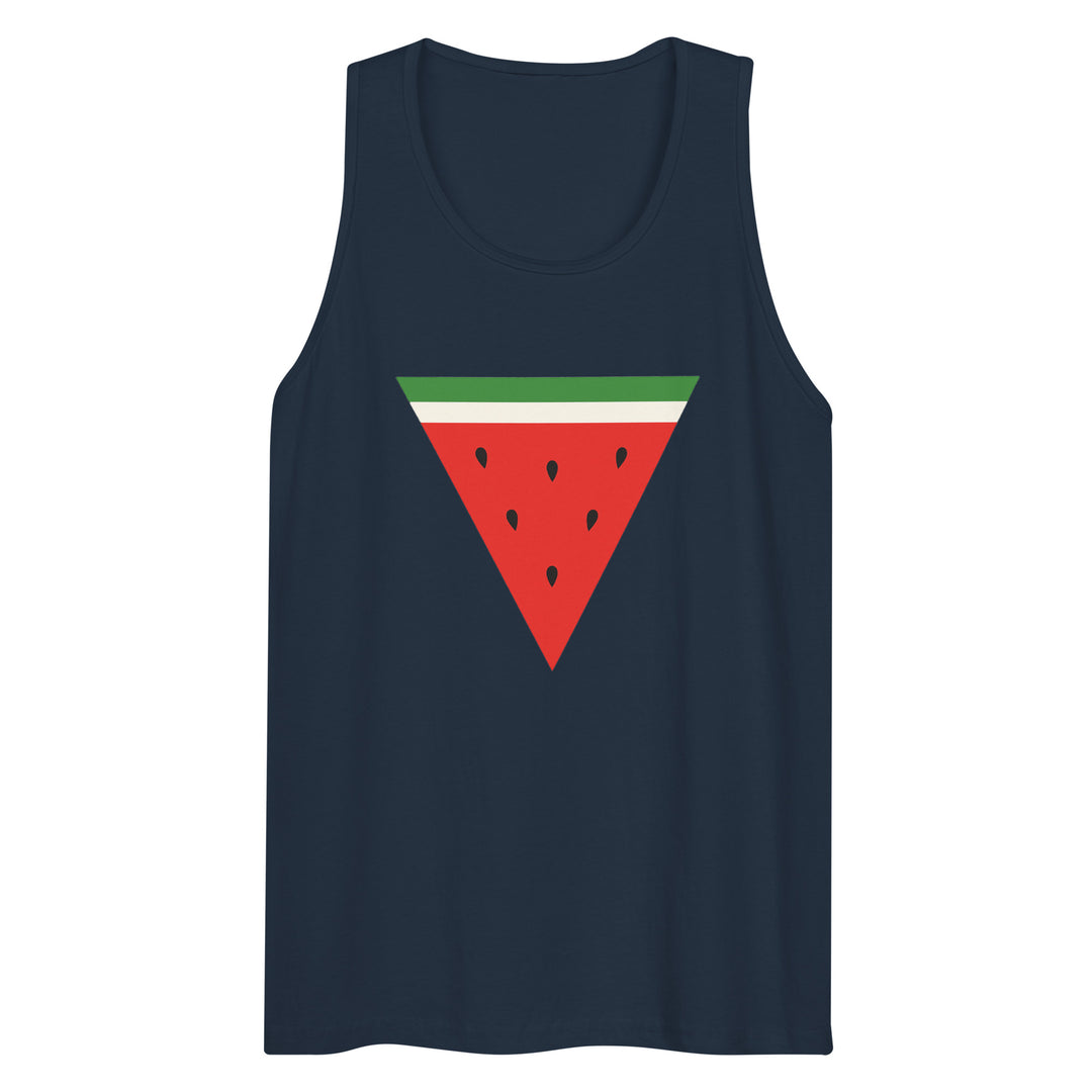 Men’s Premium Tank Top - Triangle Watermelon, Mens Premium Tank Top Navy
