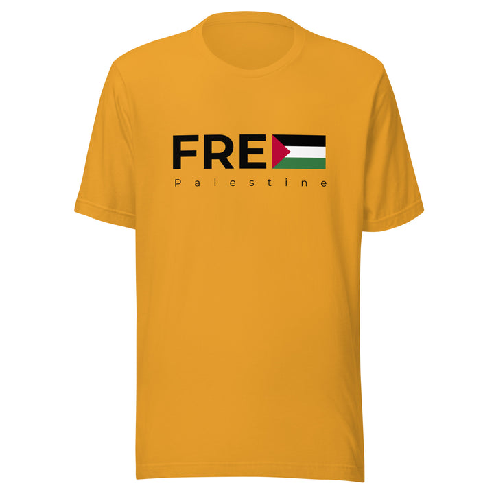 Men T-Shirt - Free Palestine, T Shirt Mustard