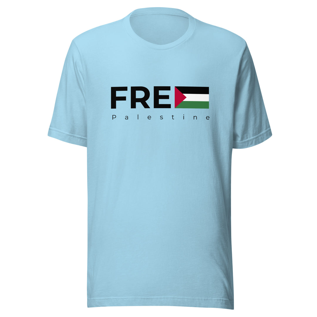 Men T-Shirt - Free Palestine, T Shirt Ocean Blue