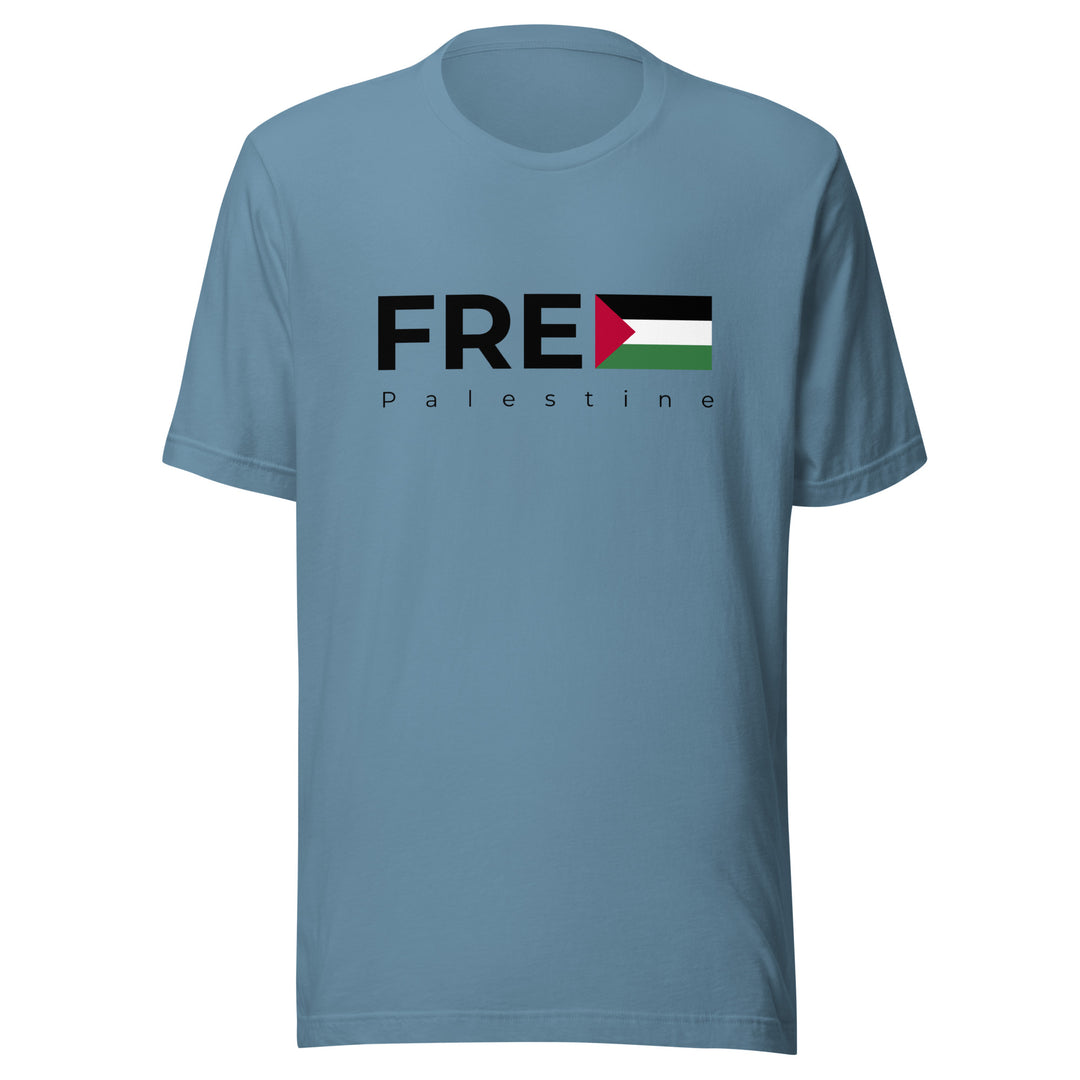 Men T-Shirt - Free Palestine, T Shirt Steel Blue