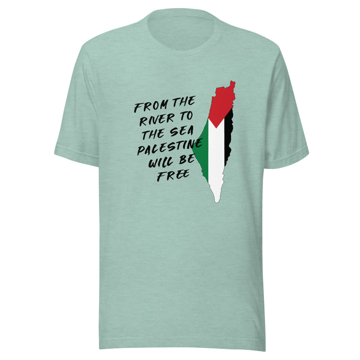 Men T-Shirt - From the River to the Sea, T Shirt Heather Prism Dusty Blue
