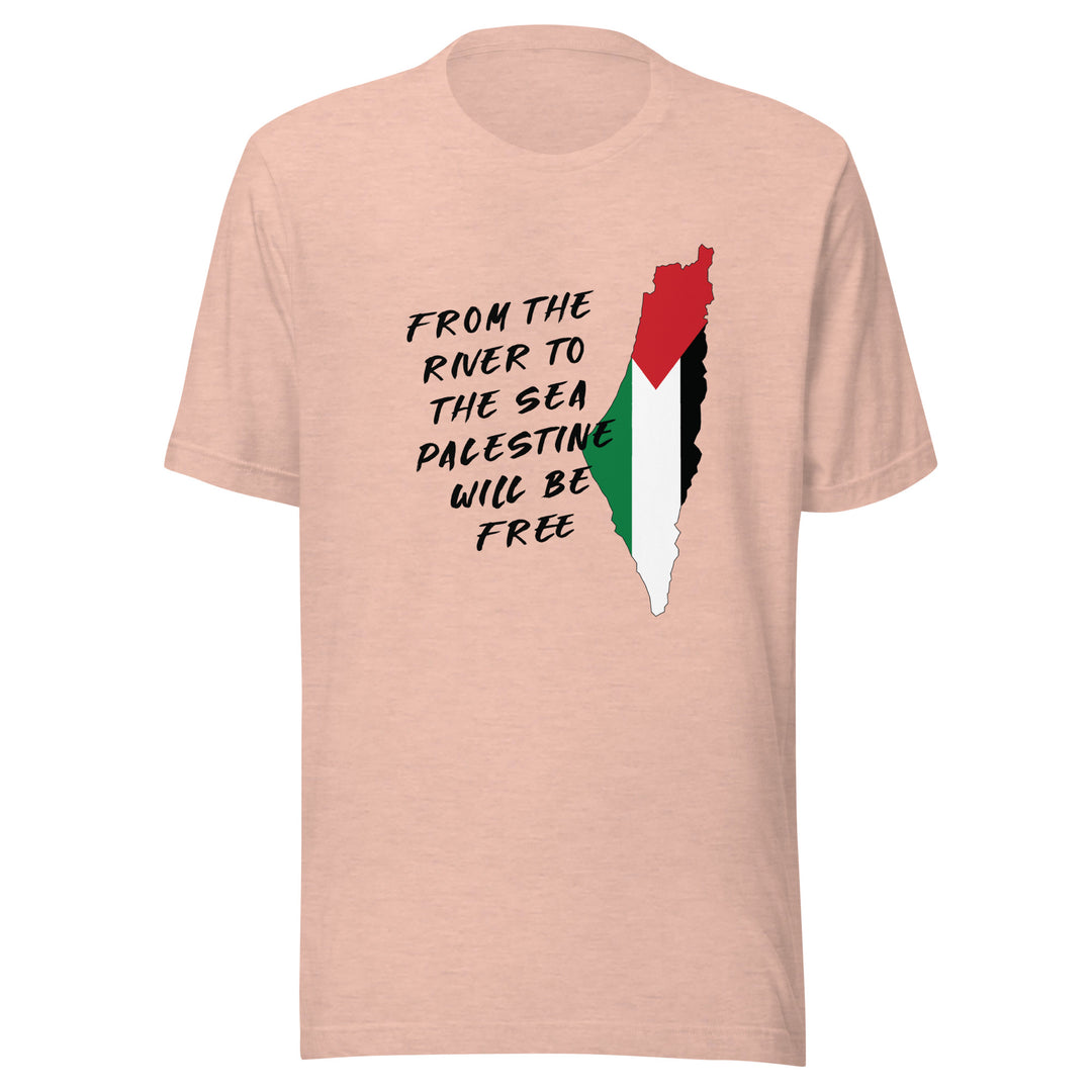 Men T-Shirt - From the River to the Sea, T Shirt Heather Prism Peach