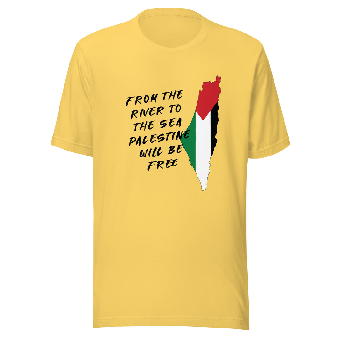 Men T-Shirt - From the River to the Sea, T Shirt Yellow