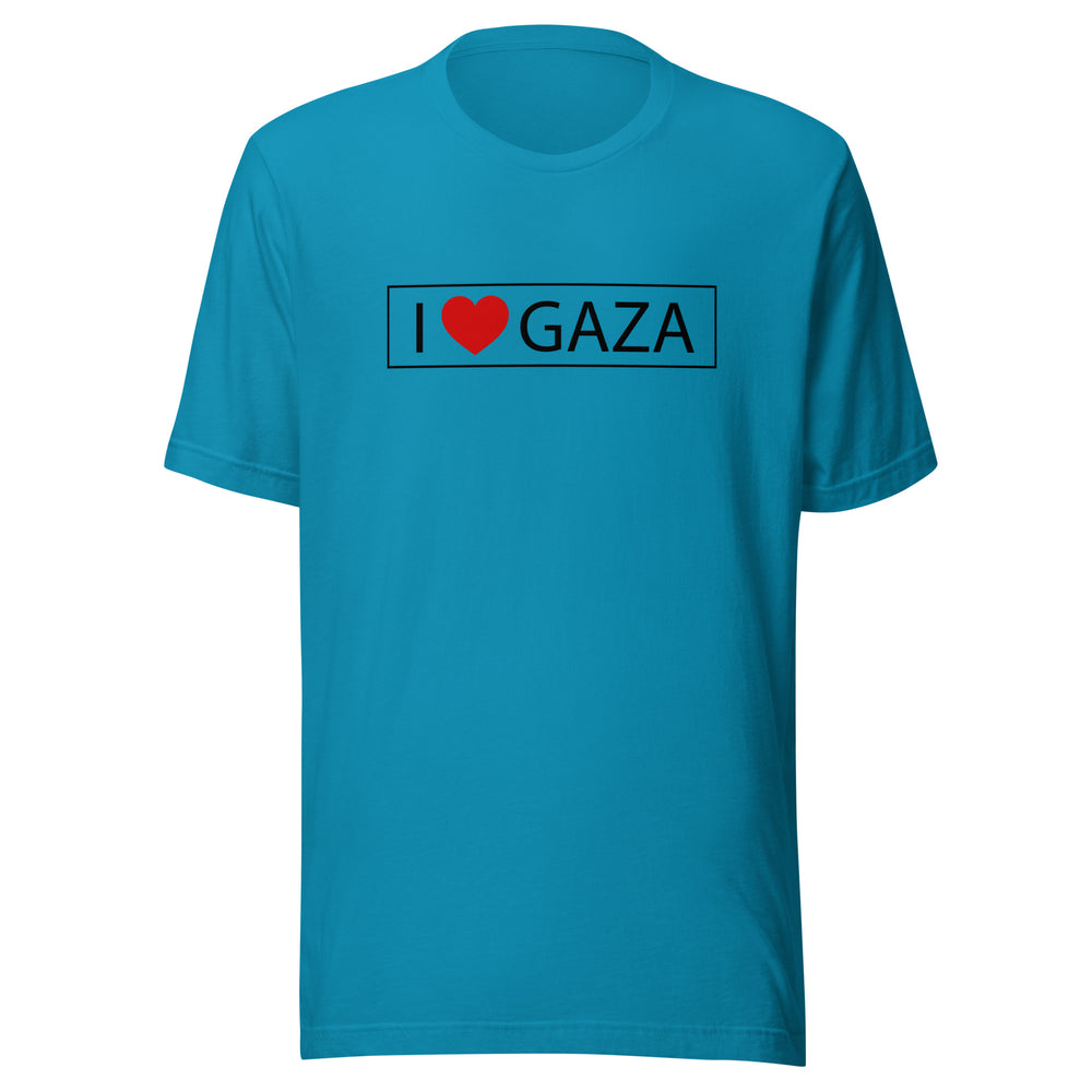 Men T-Shirt - I Love Gaza, T Shirt Aqua