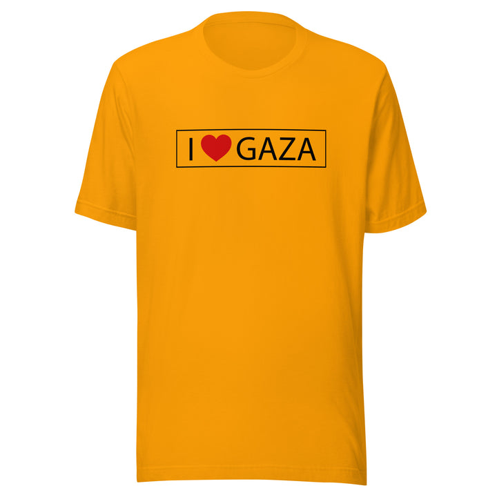 Men T-Shirt - I Love Gaza, T Shirt Gold
