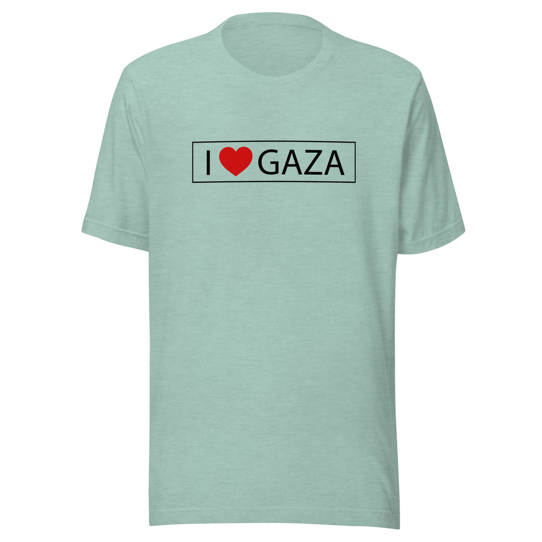 Men T-Shirt - I Love Gaza, T Shirt Heather Prism Dusty Blue
