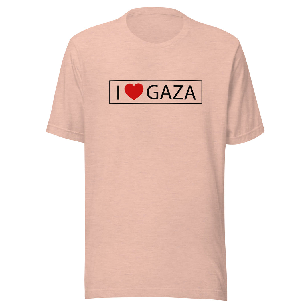 Men T-Shirt - I Love Gaza, T Shirt Heather Prism Peach