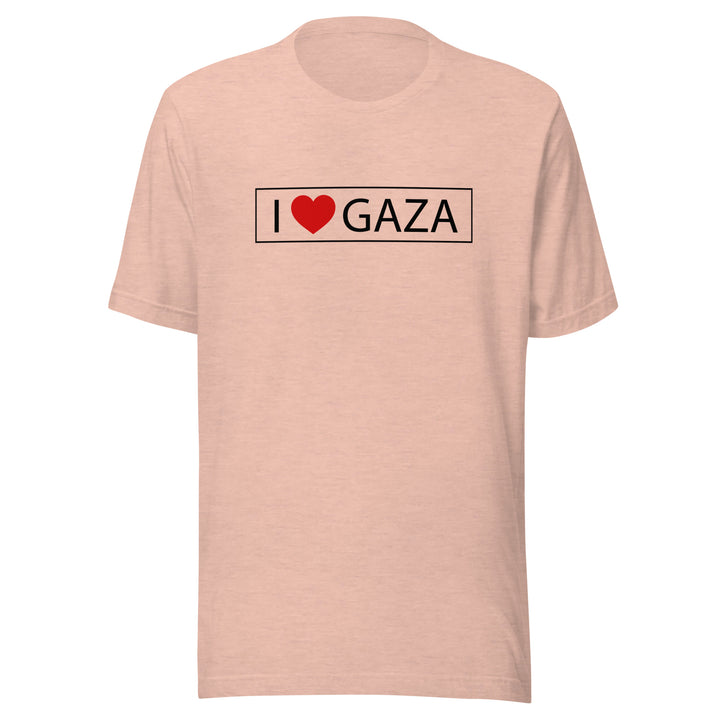 Men T-Shirt - I Love Gaza, T Shirt Heather Prism Peach