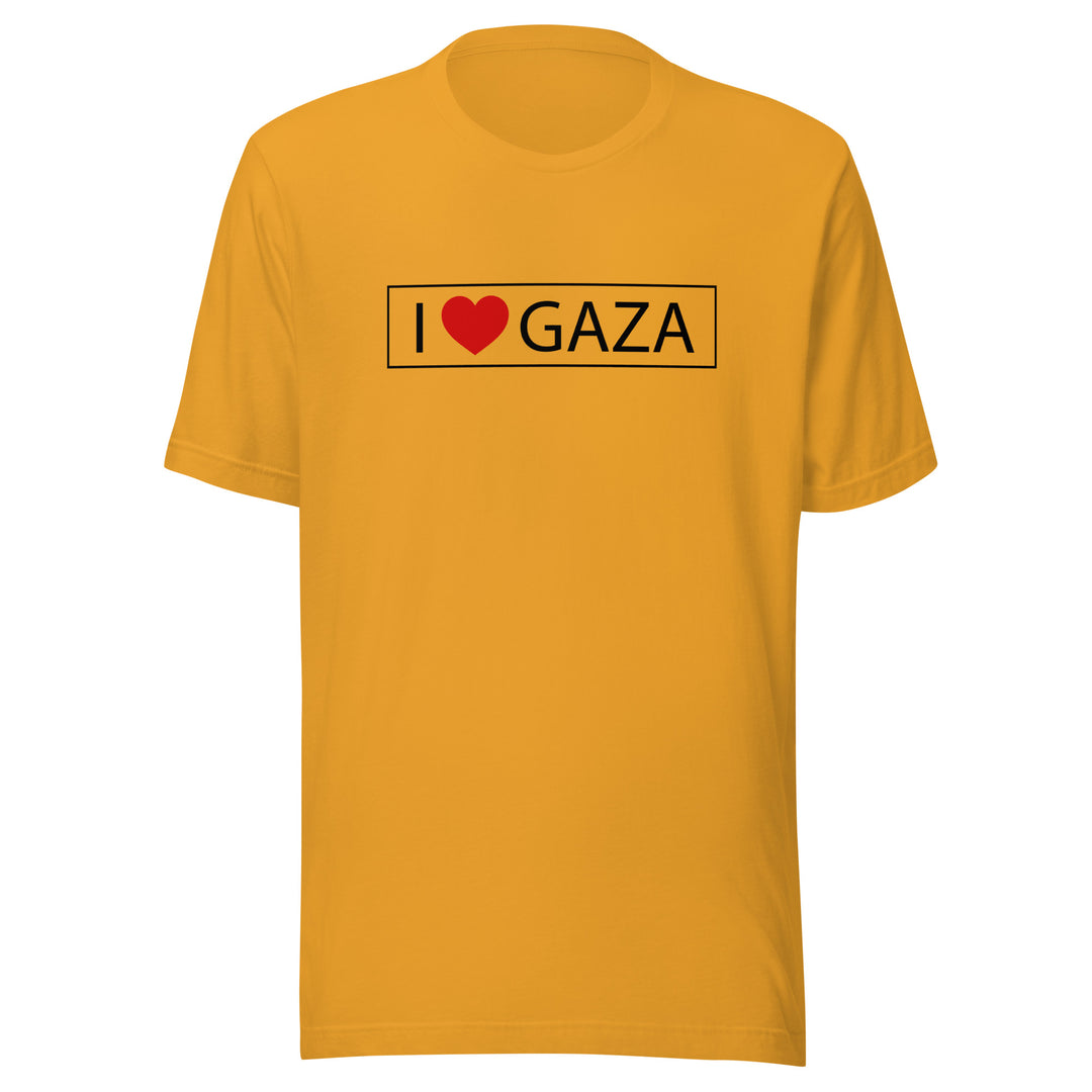 Men T-Shirt - I Love Gaza, T Shirt Mustard