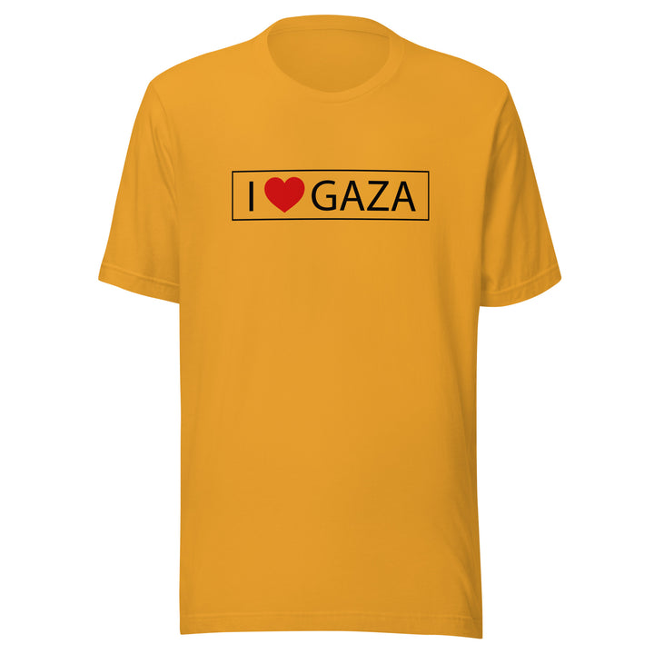 Men T-Shirt - I Love Gaza, T Shirt Mustard