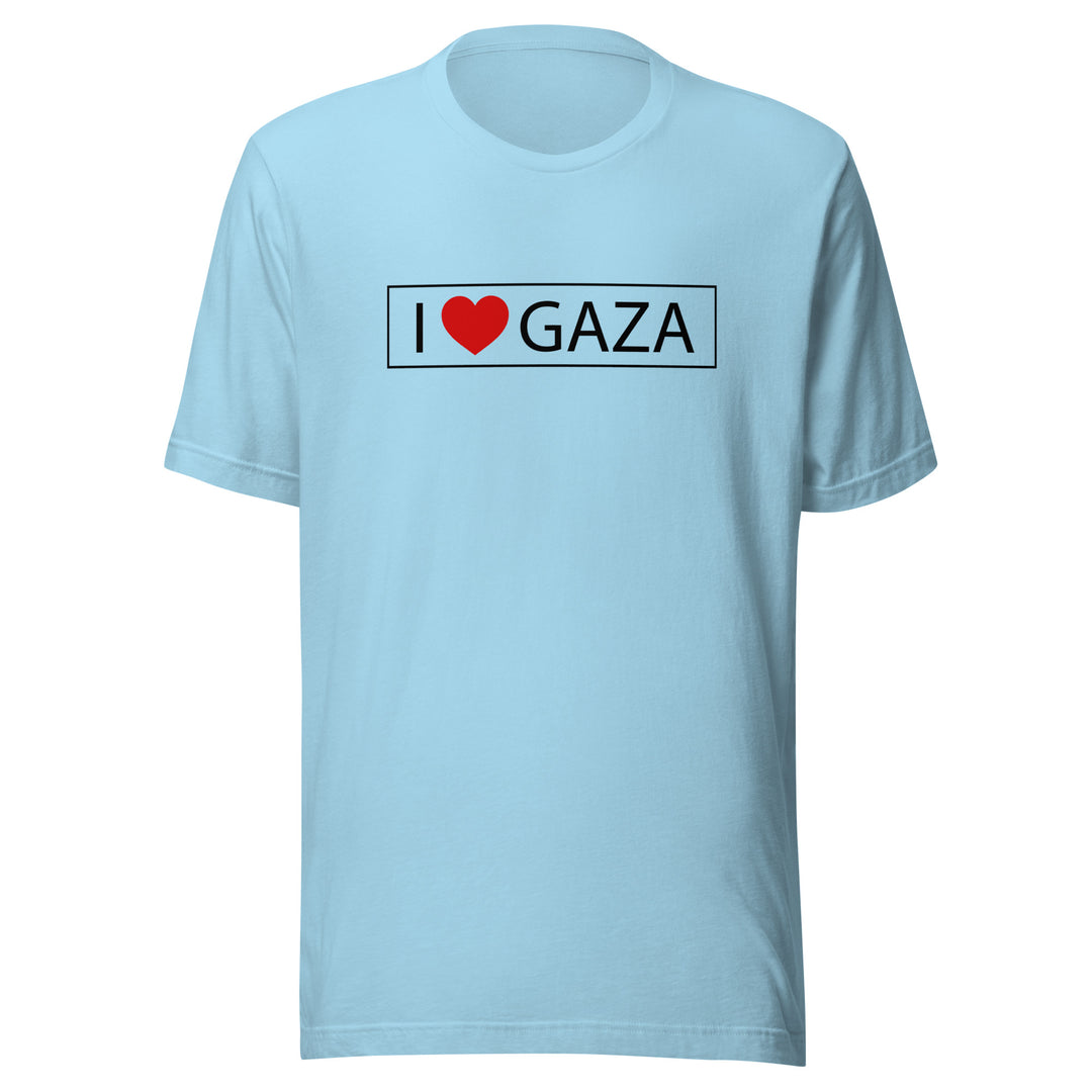 Men T-Shirt - I Love Gaza, T Shirt Ocean Blue