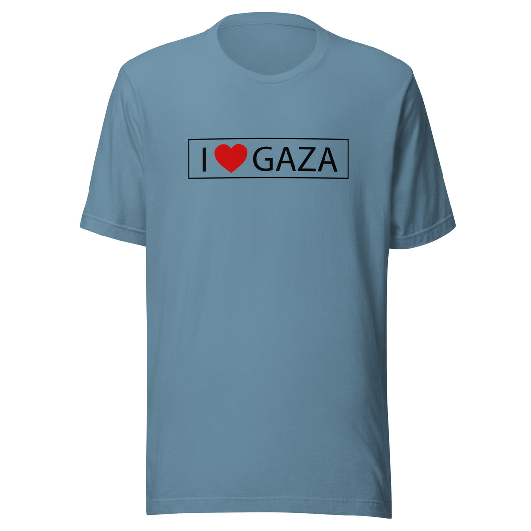 Men T-Shirt - I Love Gaza, T Shirt Steel Blue