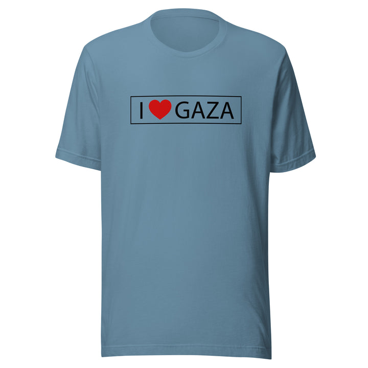 Men T-Shirt - I Love Gaza, T Shirt Steel Blue
