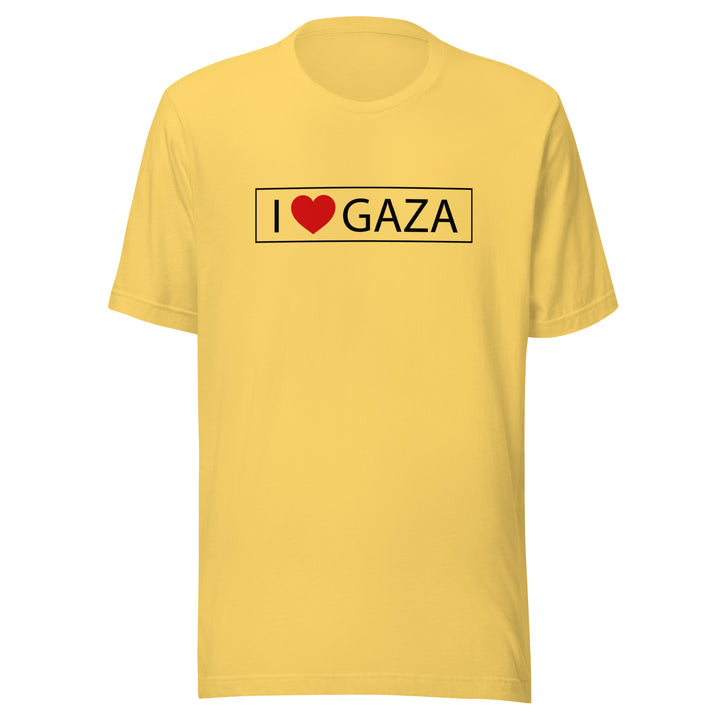 Men T-Shirt - I Love Gaza, T Shirt Yellow