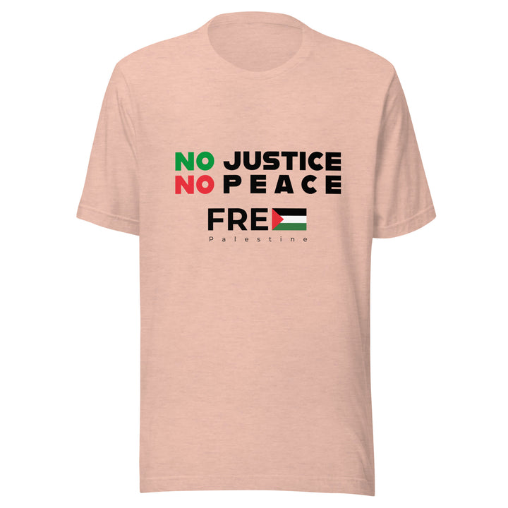 Men T-Shirt - No Justice No Peace, T Shirt Heather Prism Peach