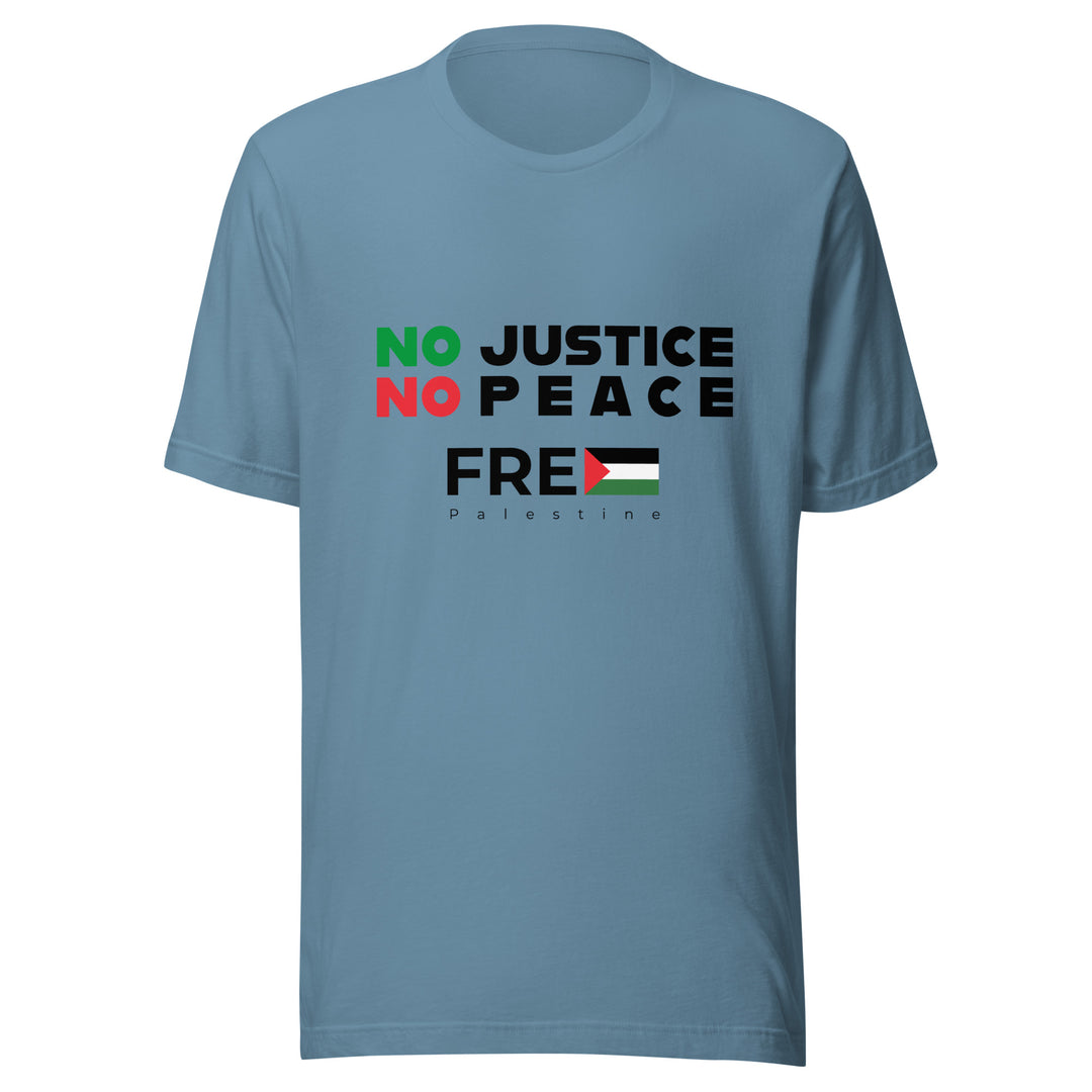 Men T-Shirt - No Justice No Peace, T Shirt Steel Blue