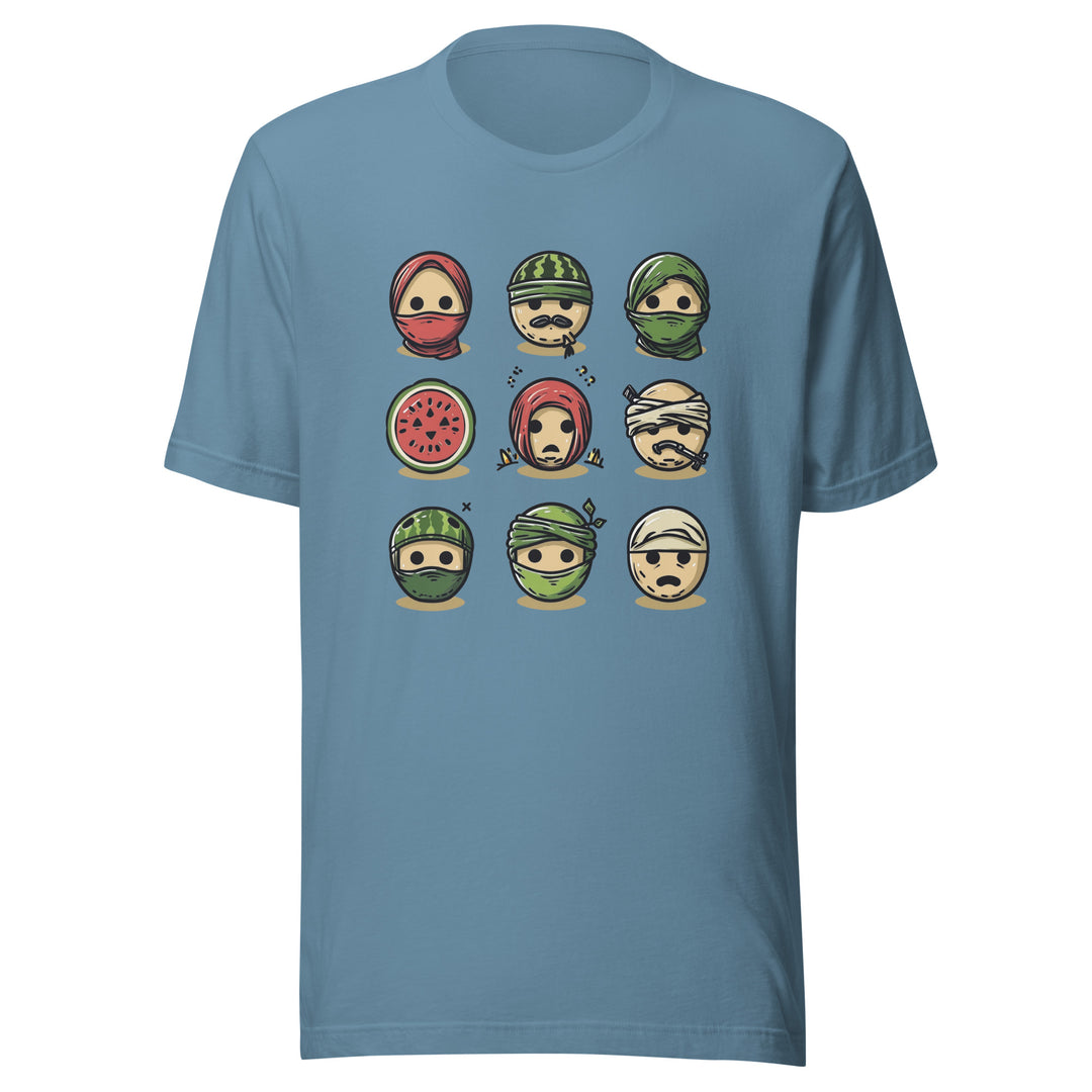 Men t-shirt - Palestine Emoji, T Shirt Steel Blue