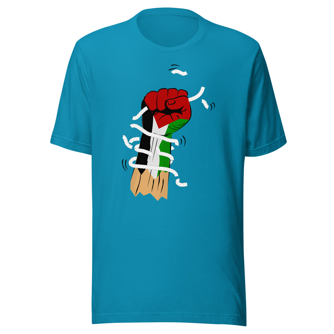 Men t-shirt - Palestine Hand, T Shirt Aqua