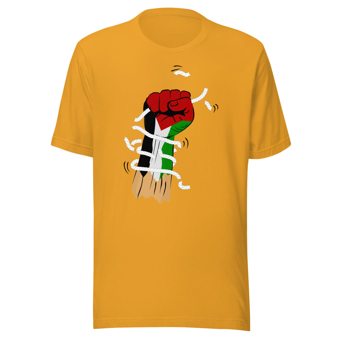 Men t-shirt - Palestine Hand, T Shirt Mustard