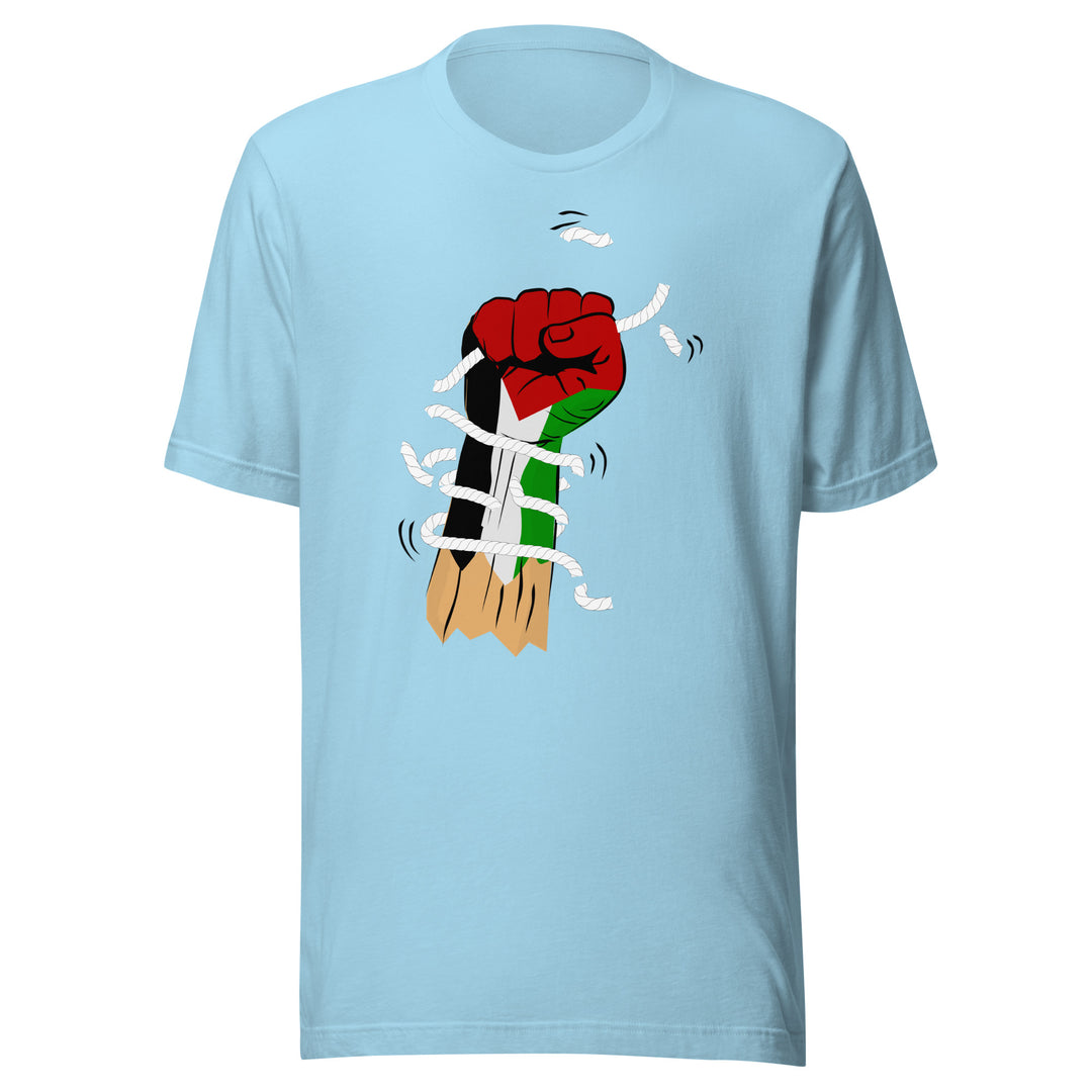Men t-shirt - Palestine Hand, T Shirt Ocean Blue