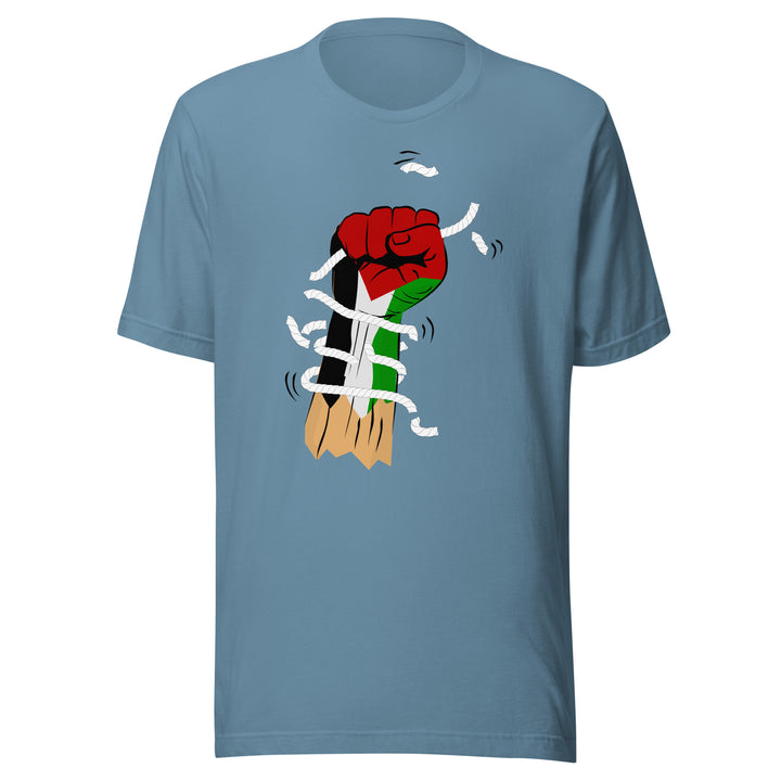 Men t-shirt - Palestine Hand, T Shirt Steel Blue