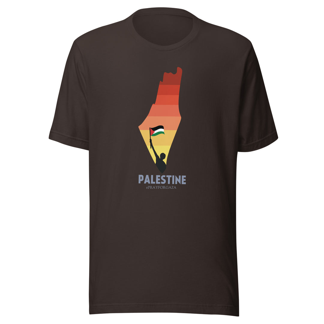 Men t-shirt - Palestine Map, T Shirt Brown