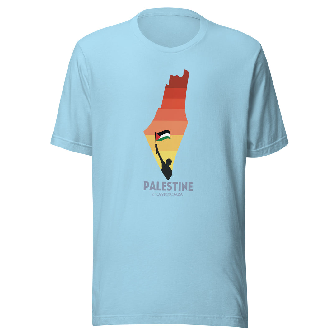 Men t-shirt - Palestine Map, T Shirt Ocean Blue