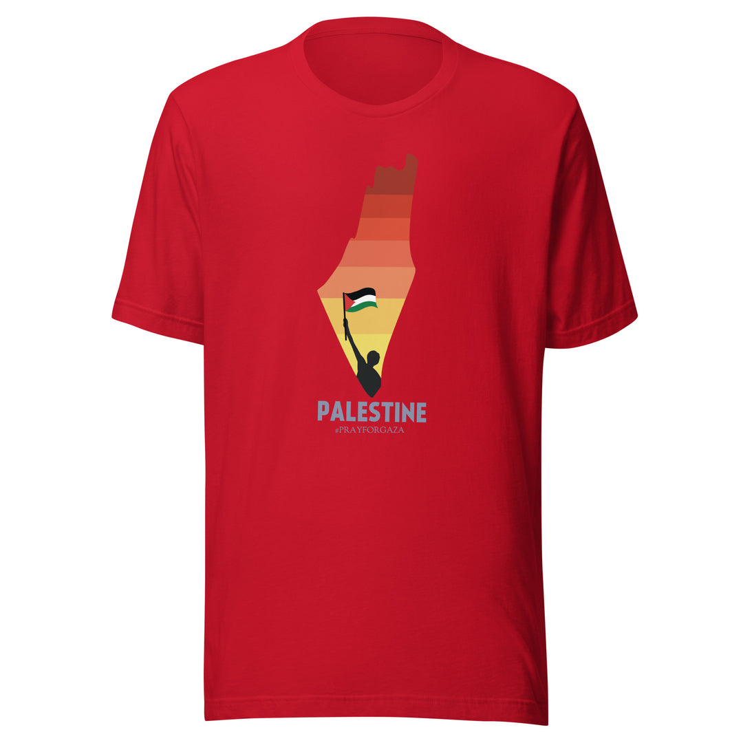 Men t-shirt - Palestine Map, T Shirt Red