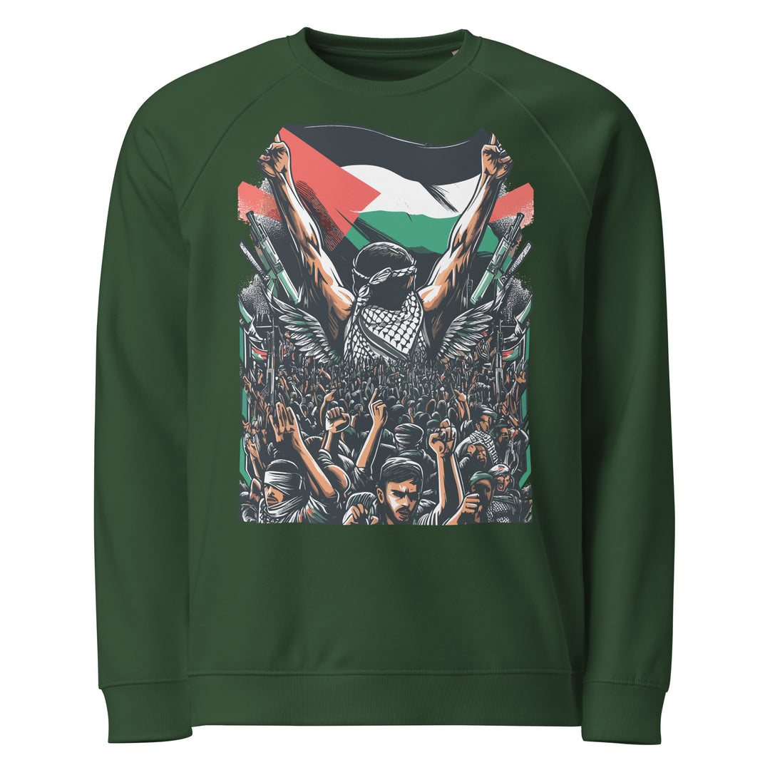 Mens organic raglan sweatshirt - Art by Moh, Green