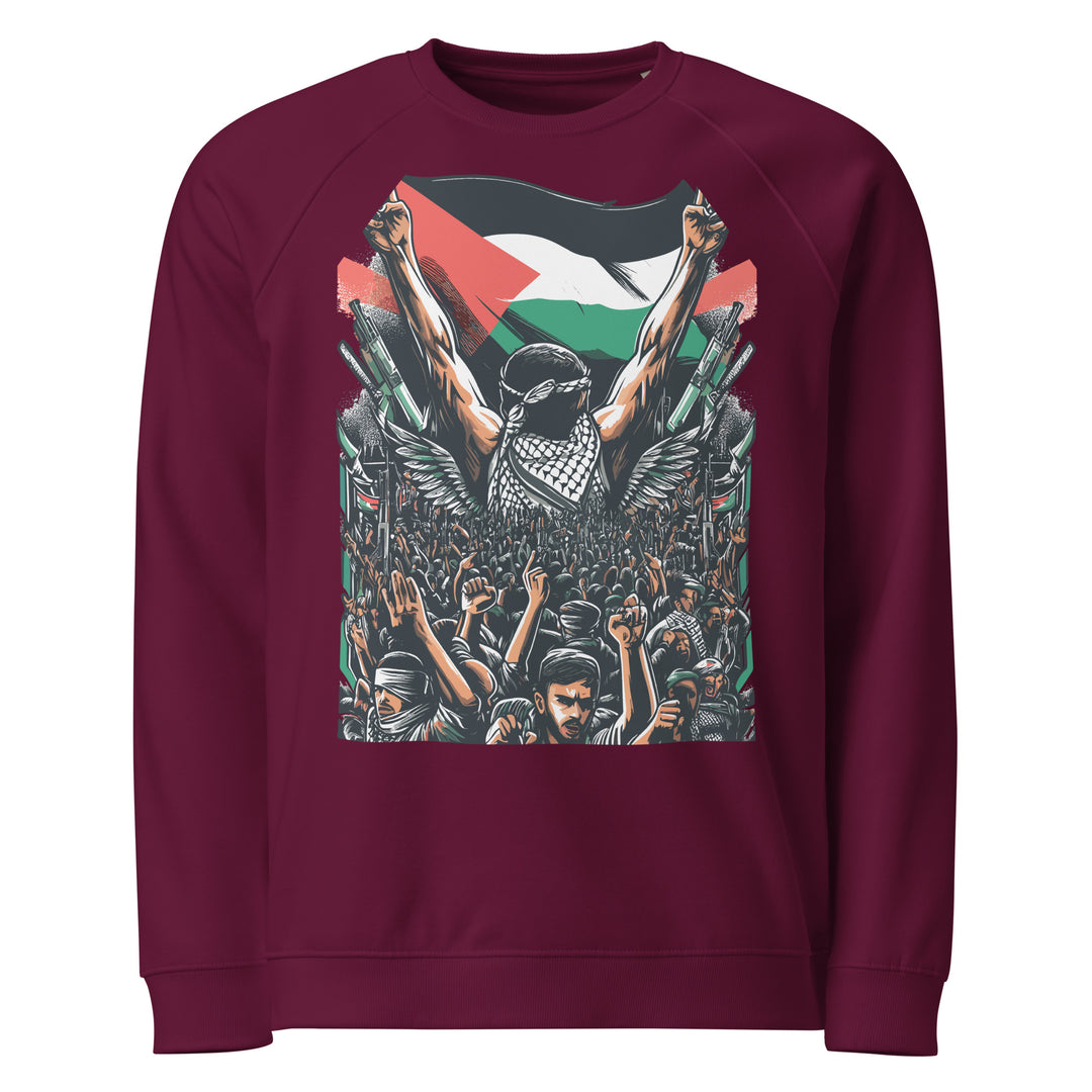 Mens organic raglan sweatshirt - Art by Moh, Burgundy
