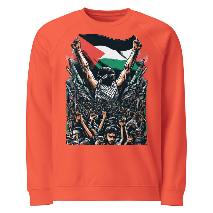 Mens organic raglan sweatshirt - Art by Moh, Burnt Orange
