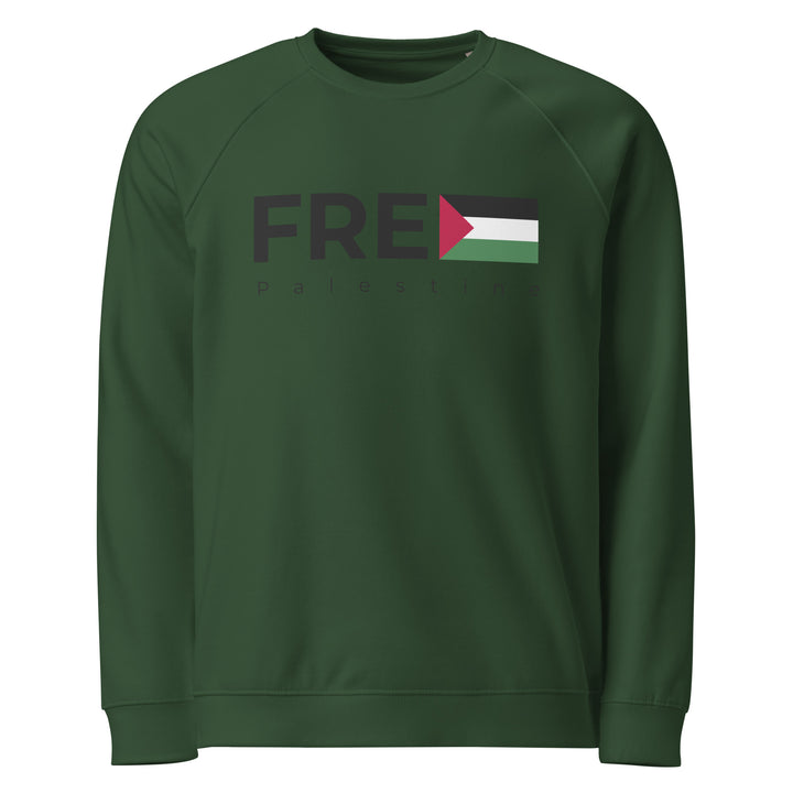 Mens organic raglan sweatshirt - Free Palestine, Green