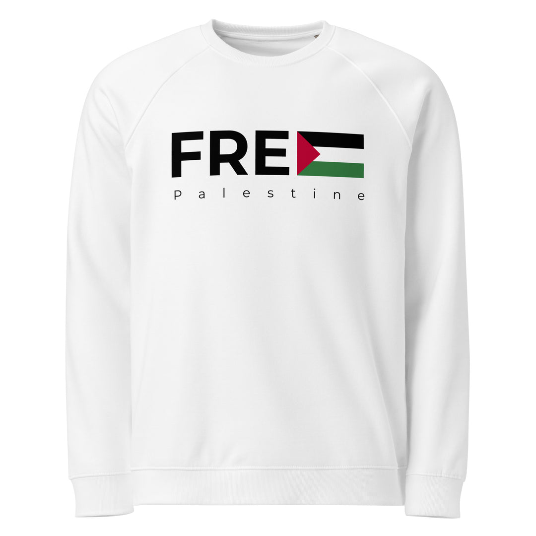 Mens organic raglan sweatshirt - Free Palestine, White
