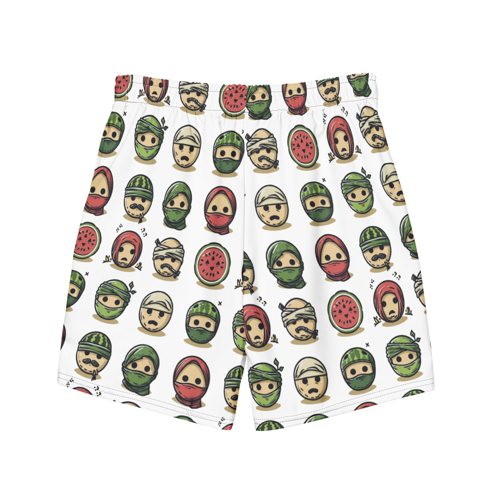 Men's swim trunks - Palestine Emoji, Recycled Swim Trunks White