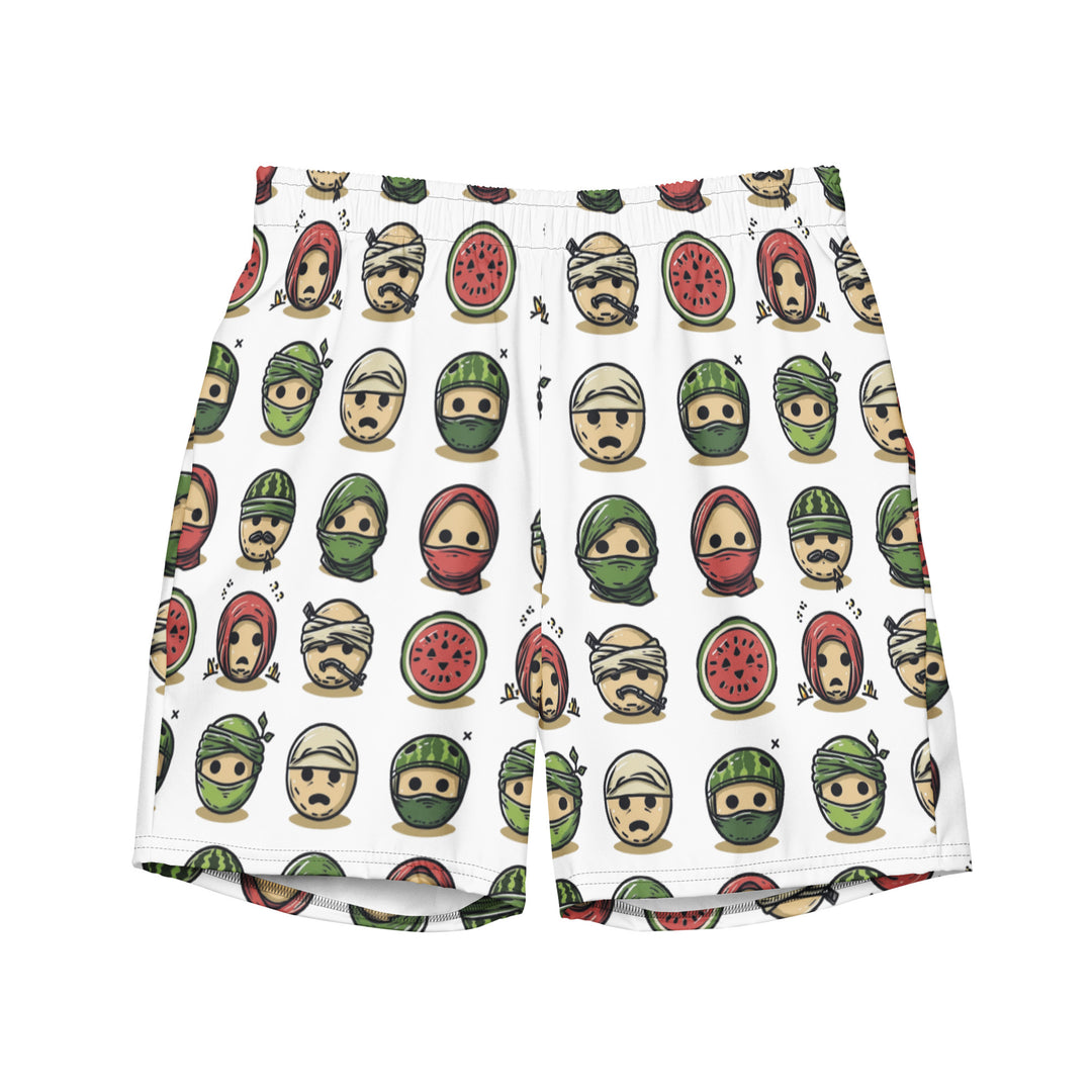 Men's swim trunks - Palestine Emoji, Recycled Swim Trunks White