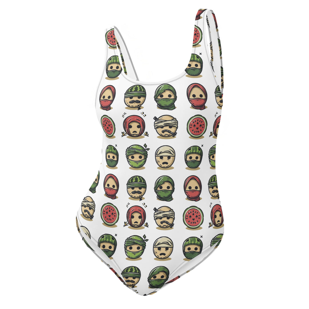 One-Piece Swimsuit - Palestine Emoji, Swimsuit White