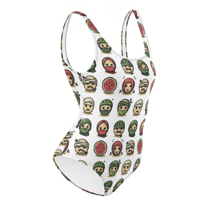 One-Piece Swimsuit - Palestine Emoji, Swimsuit White