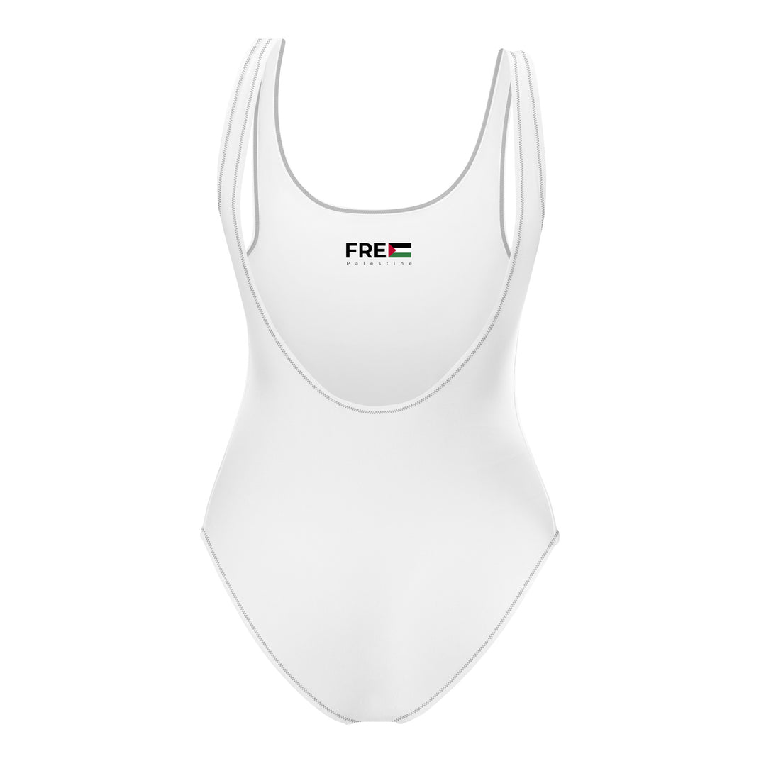 One-Piece Swimsuit - Palestine Map, Swimsuit White