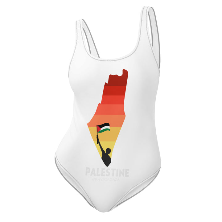 One-Piece Swimsuit - Palestine Map, Swimsuit White