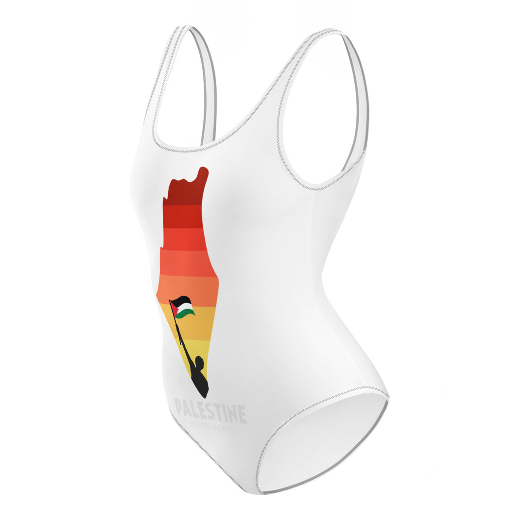 One-Piece Swimsuit - Palestine Map, Swimsuit White