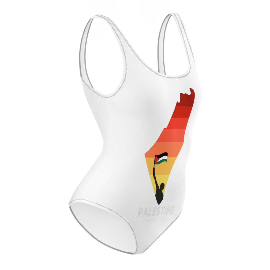 One-Piece Swimsuit - Palestine Map, Swimsuit White
