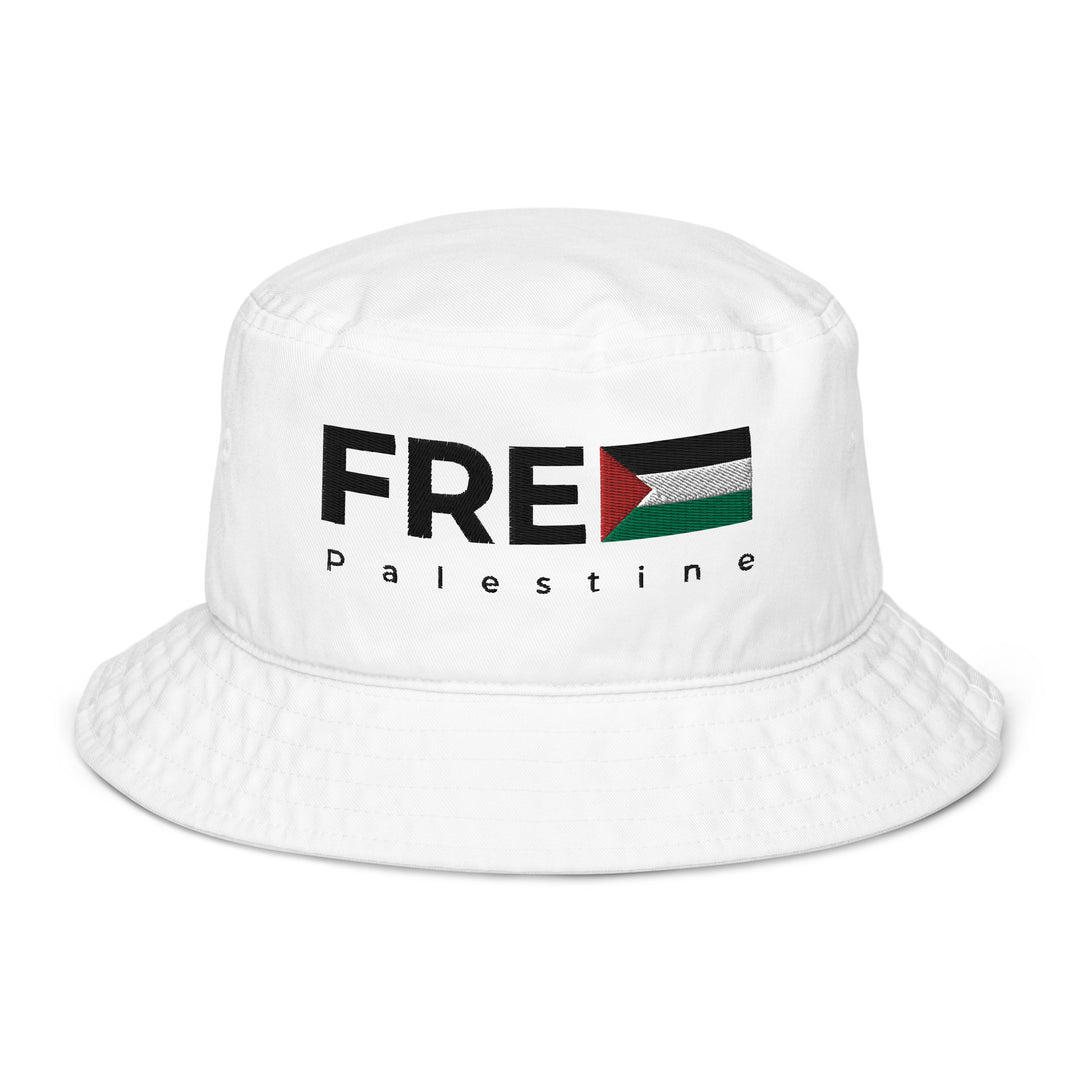 Organic bucket hat - Free Palestine, Bio White
