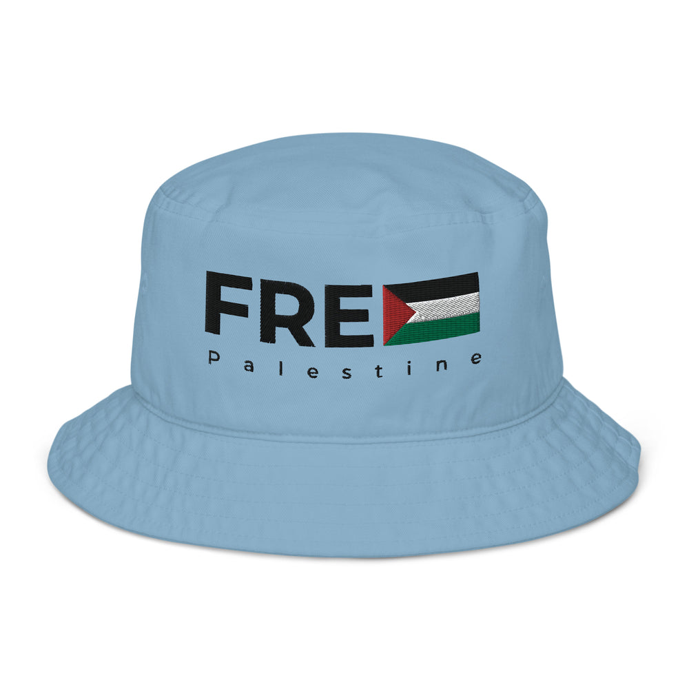 Organic bucket hat - Free Palestine, Slate Blue